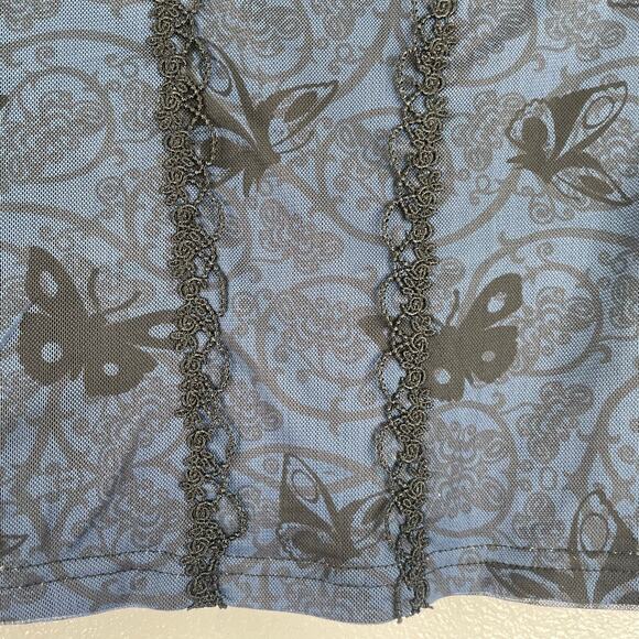 Tim Burton's Corpse Bride Romwe Black Blouse sheer butterfly Medium Whimsigoth - Picture 4 of 15